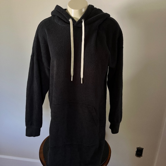 Outerknown Hightide Long Terry Hoodie Dress Black Beach Cover-up - Picture 1 of 7